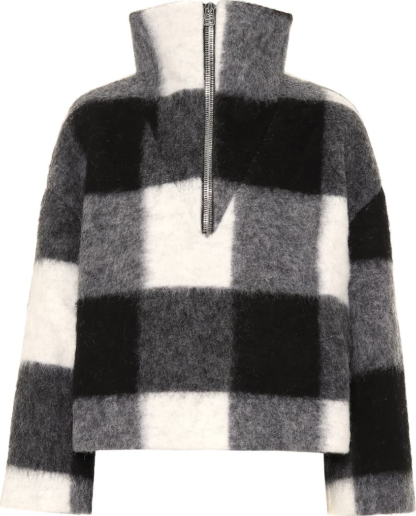 Ganni Checked wool-blend sweater