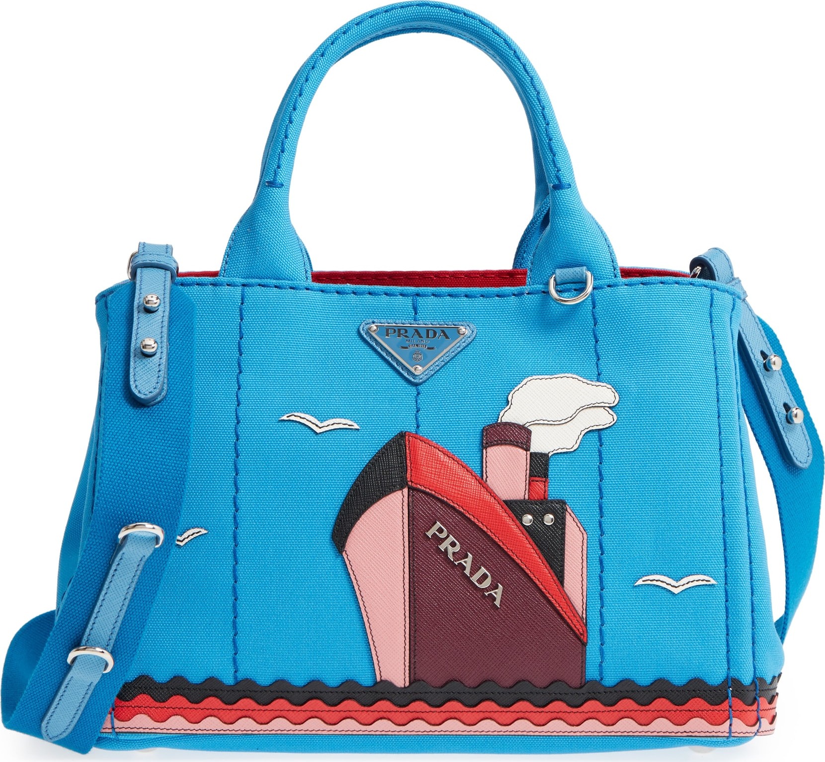 Prada Ship Appliqué Canvas Tote