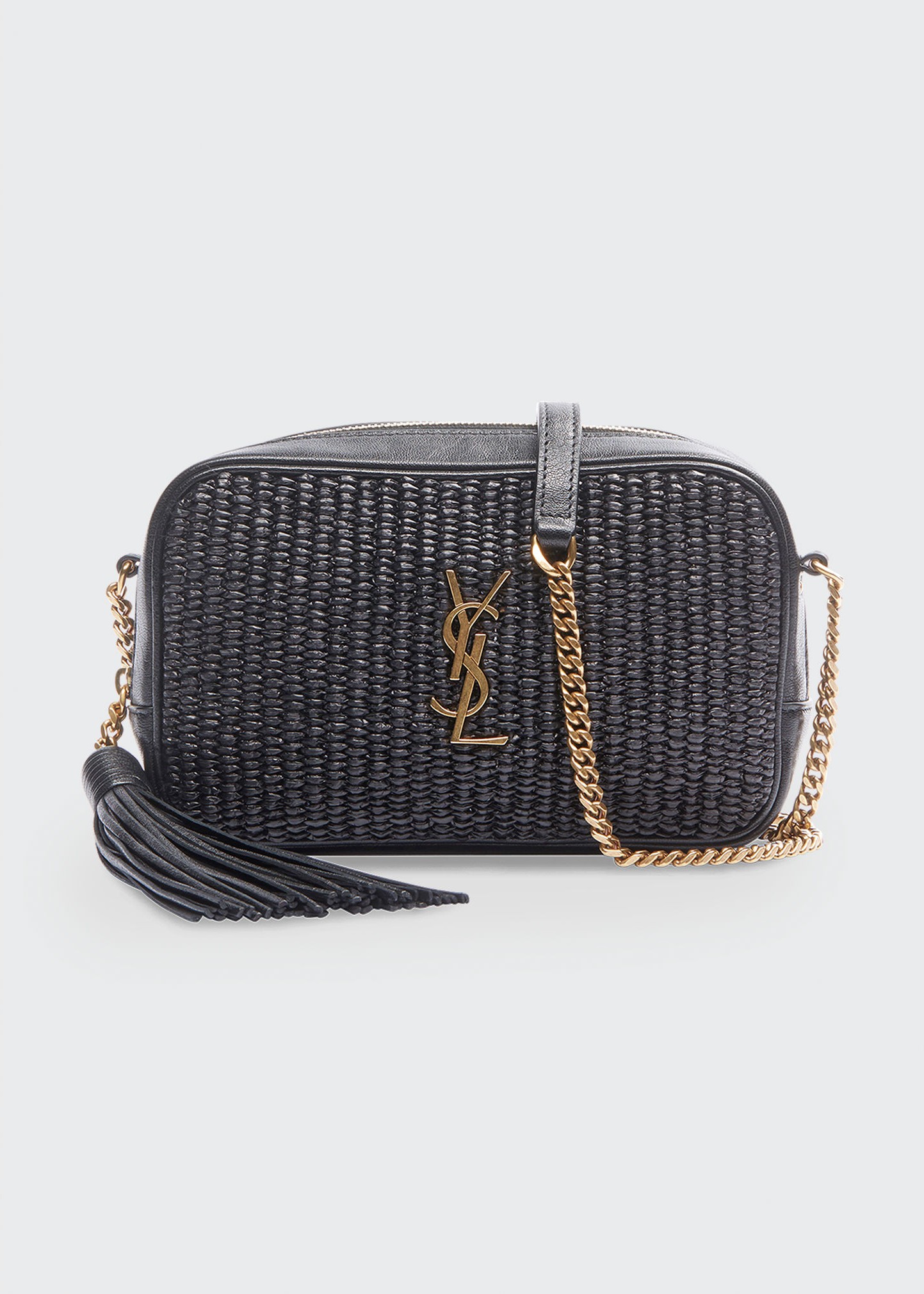 Saint Laurent Lou Mini YSL Monogram Raffia Camera Bag