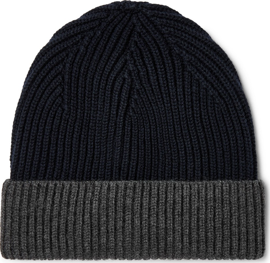 Altea Colour-Block Ribbed Virgin Wool Beanie