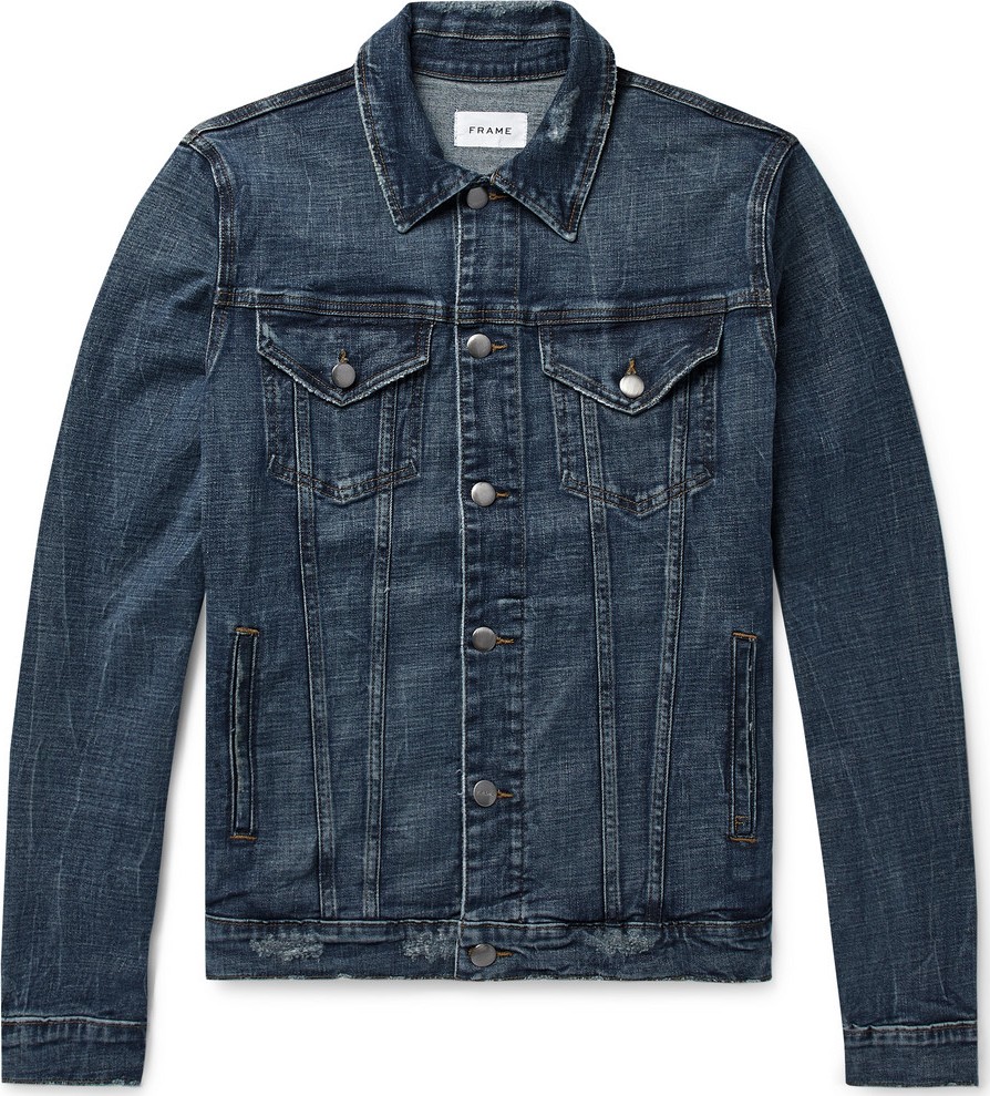 FRAME DENIM L'Homme Distressed Stretch-Denim Jacket