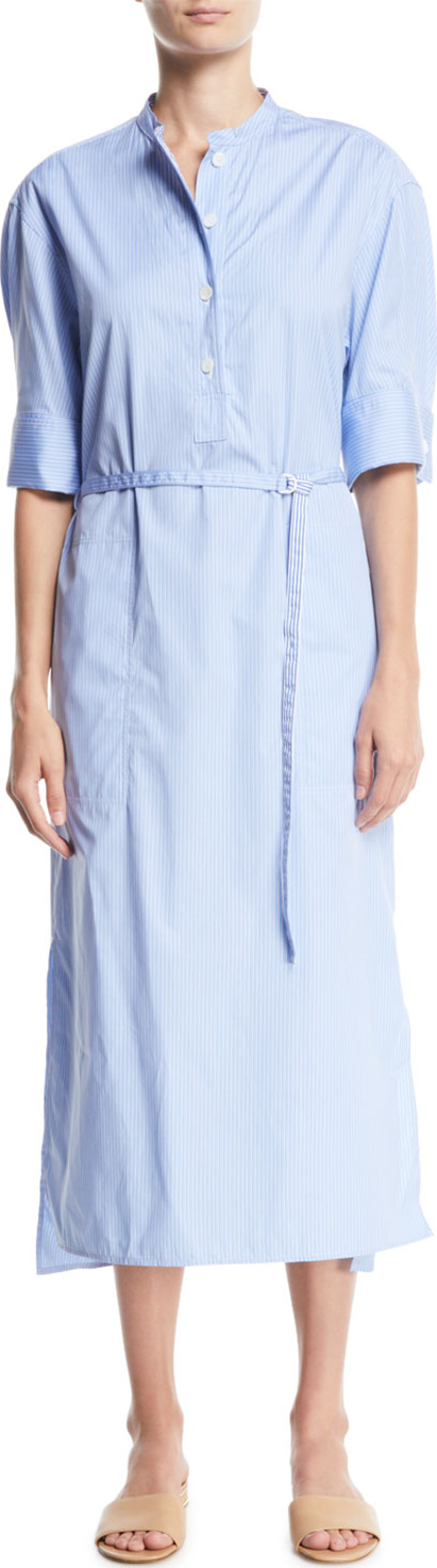 Joseph Barker Pinstriped Belted Shirtdress