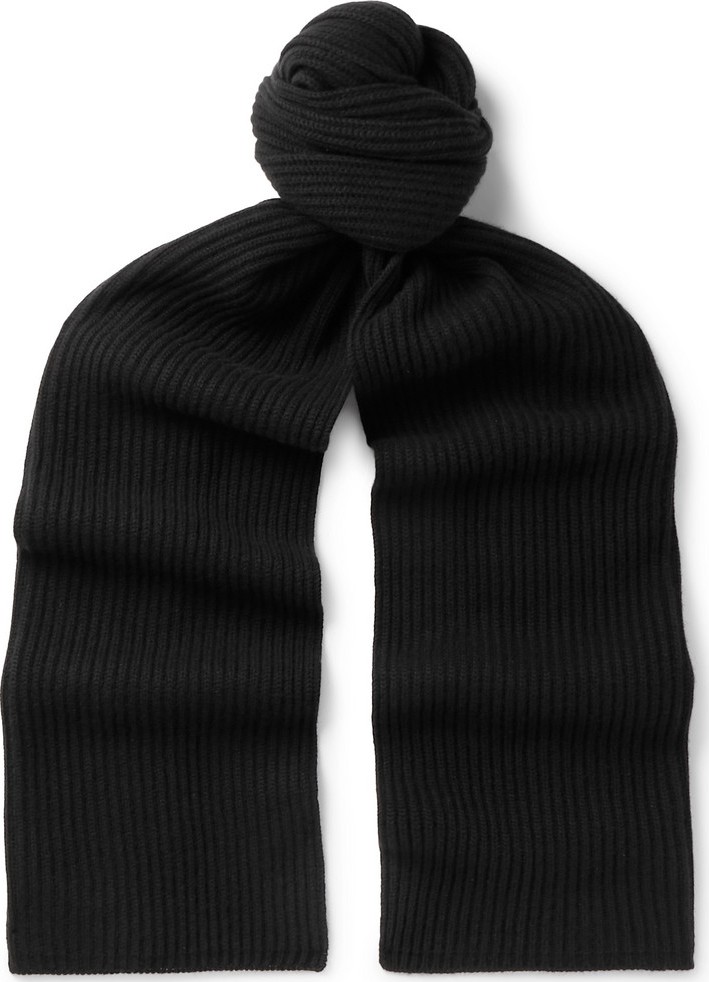 Saint Laurent Ribbed Wool and Cashmere-Blend Scarf