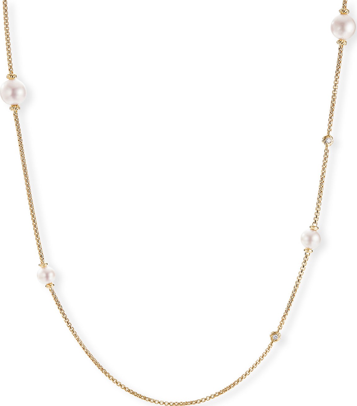 David Yurman Long 18k Gold Pearl & Diamond Chain Necklace, 36"L