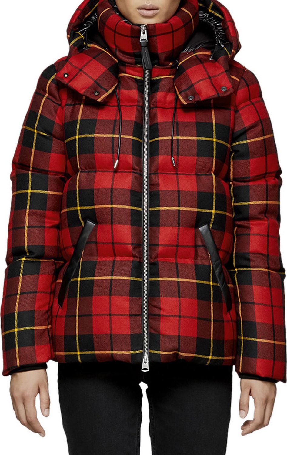 Mackage Miley Plaid Puffer Coat w/ Detachable Hood