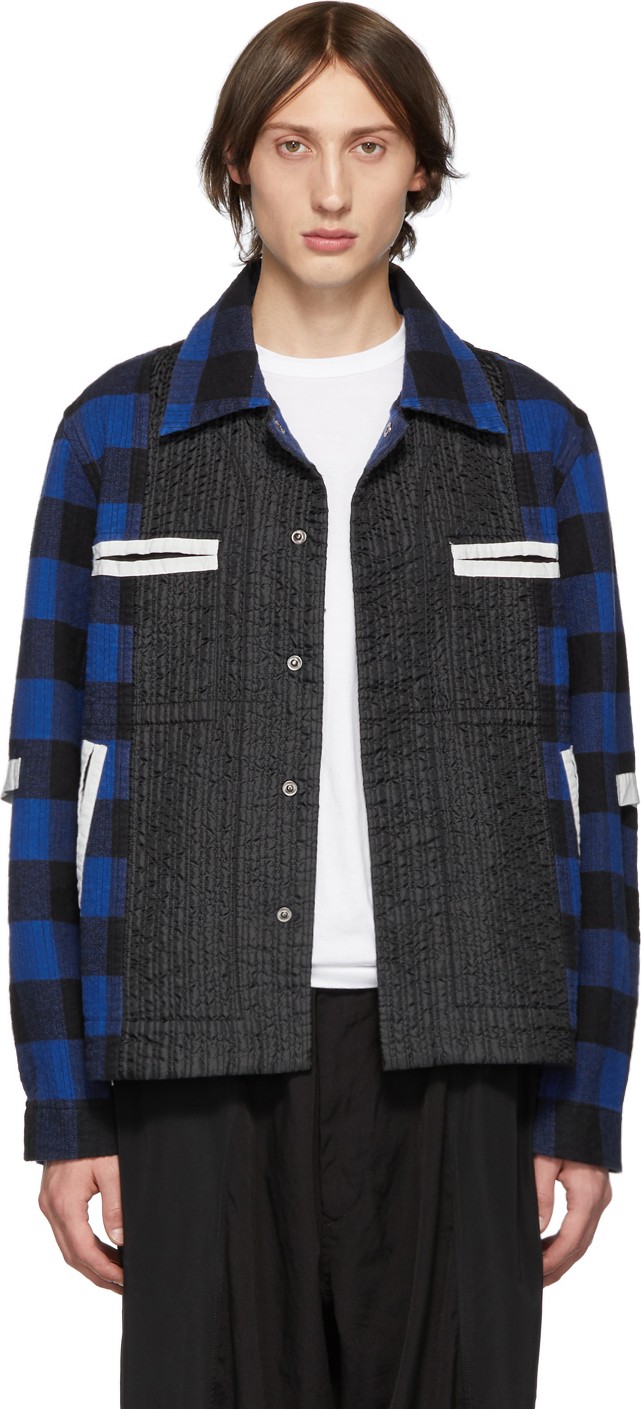 Craig Green Blue Plaid Flannel Worker Shirt Jacket