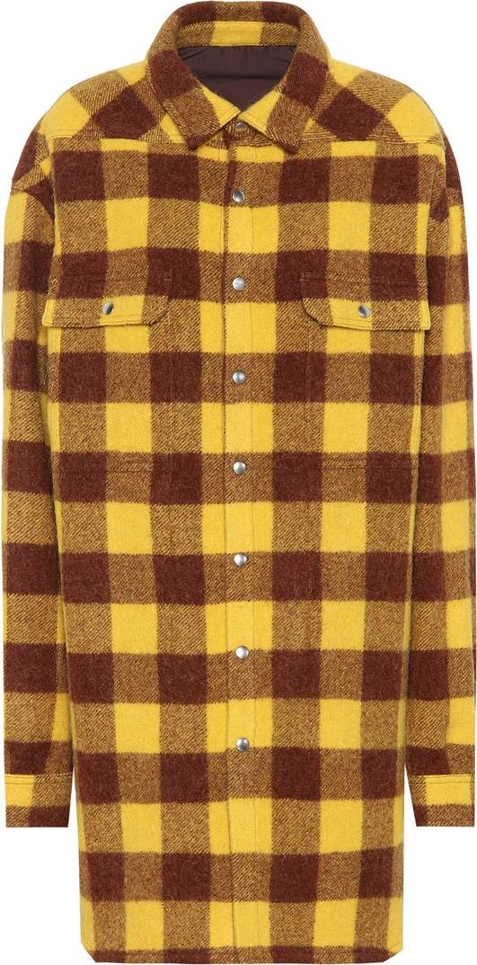 Rick Owens Checked alpaca and wool coat