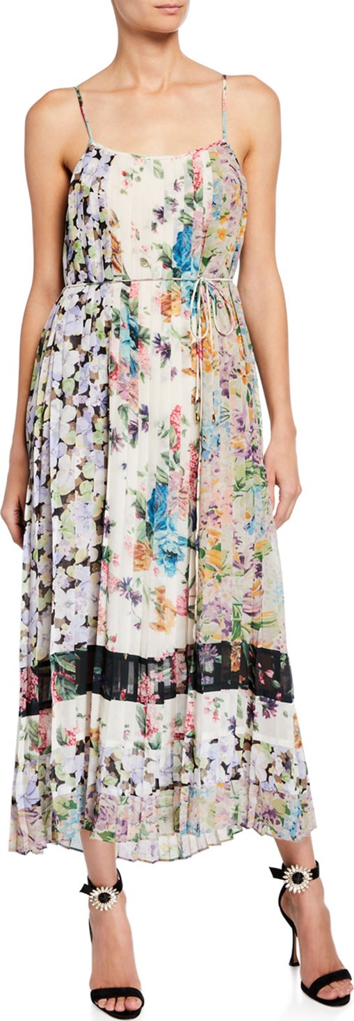 Zimmermann Ninety-Six Pleated Floral-Print Slip Dress