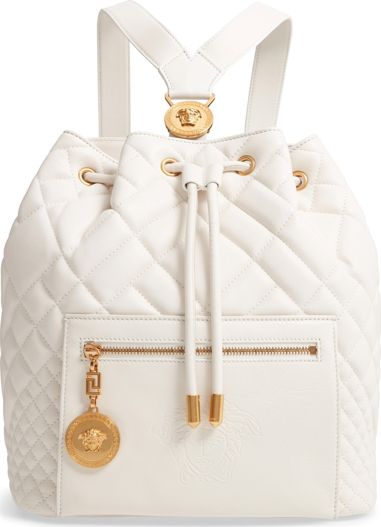 Versace Quilted Leather Drawstring Backpack