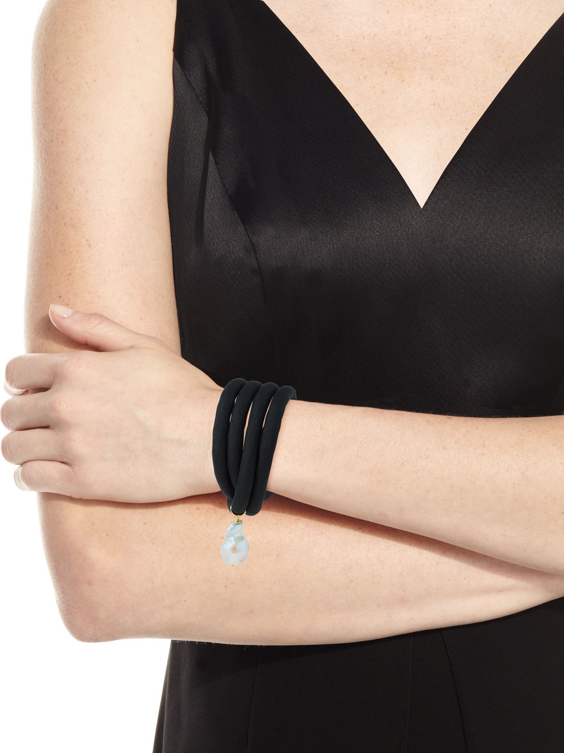 Grazia And Marica Vozza Silk Wrap Bracelet with Baroque Pearl