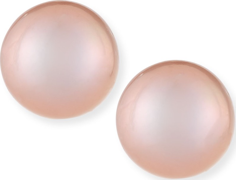 Belpearl 12mm Pearl Stud Earrings w/ 18k White Gold, Purple