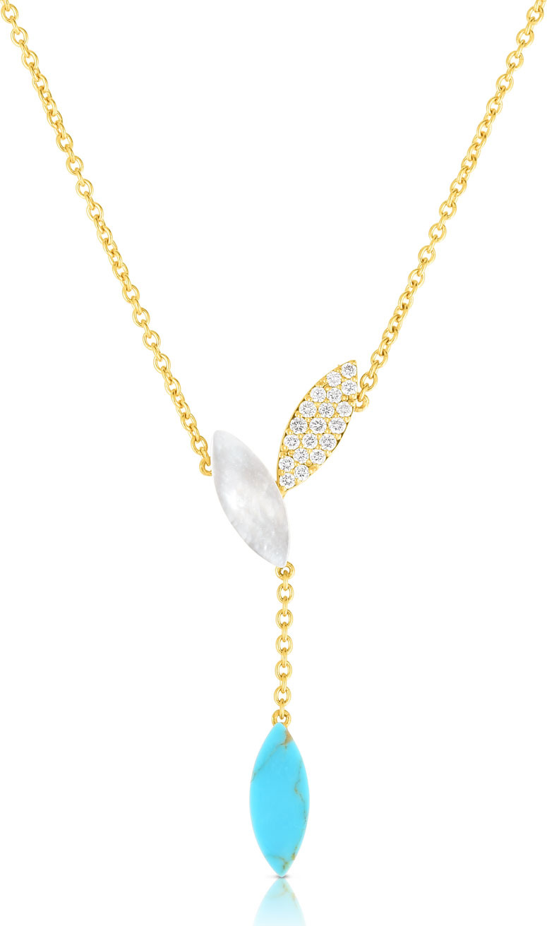 Roberto Coin Petals 18k Rose Gold Turquoise, Diamond & Mother-of-Pearl Necklace