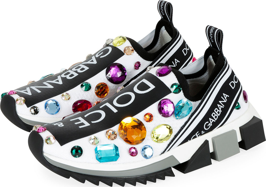 Dolce & Gabbana Slip-On Jeweled Trainer Sneaker