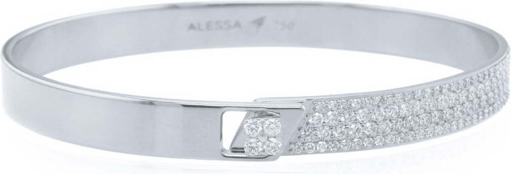 Alessa Jewelry Spectrum 18k White Gold Bangle w/ Diamonds, Size 17