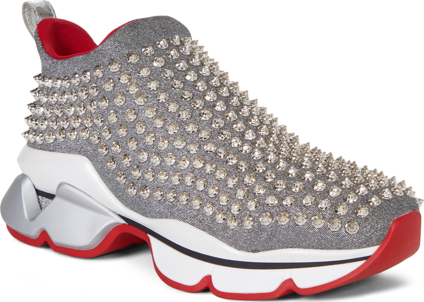 Christian Louboutin Spiky Sock-Knit Slip-On Sneaker
