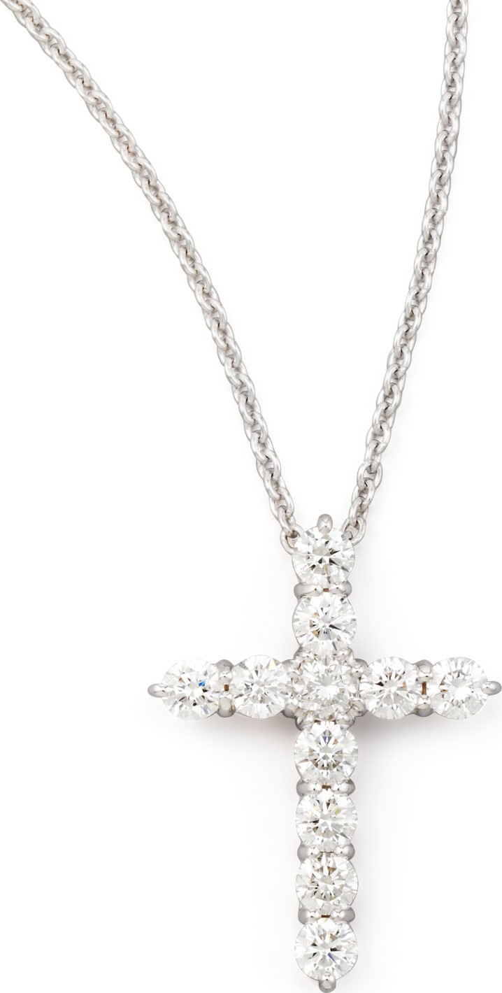 Roberto Coin 18" White Gold Diamond Cross Pendant Necklace, 1.44ct