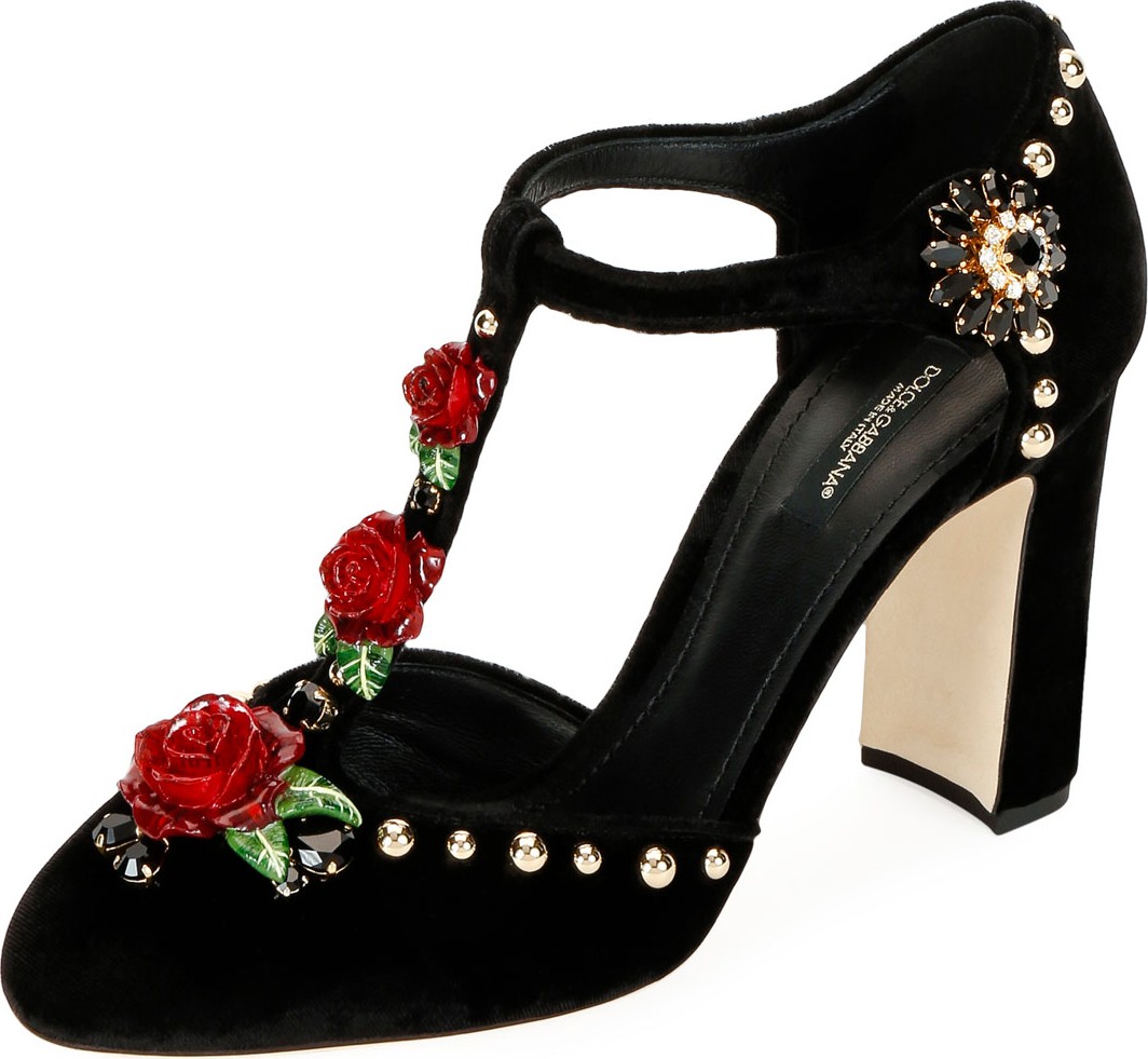 Dolce & Gabbana Velvet Embellished Pumps