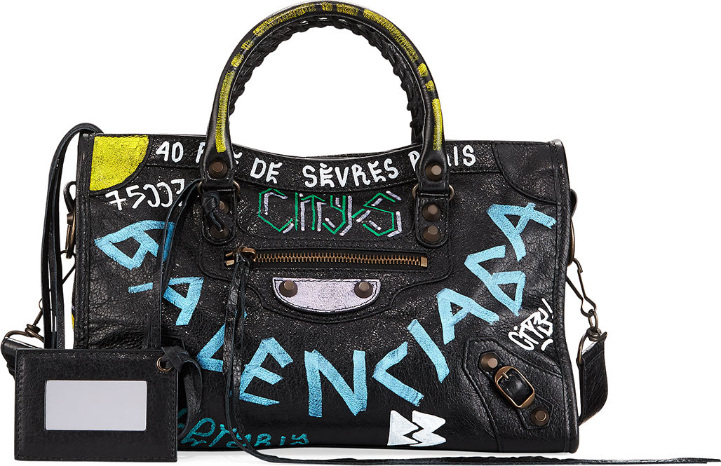 Balenciaga Classic City Graffiti Tote Bag, Black (Noir)