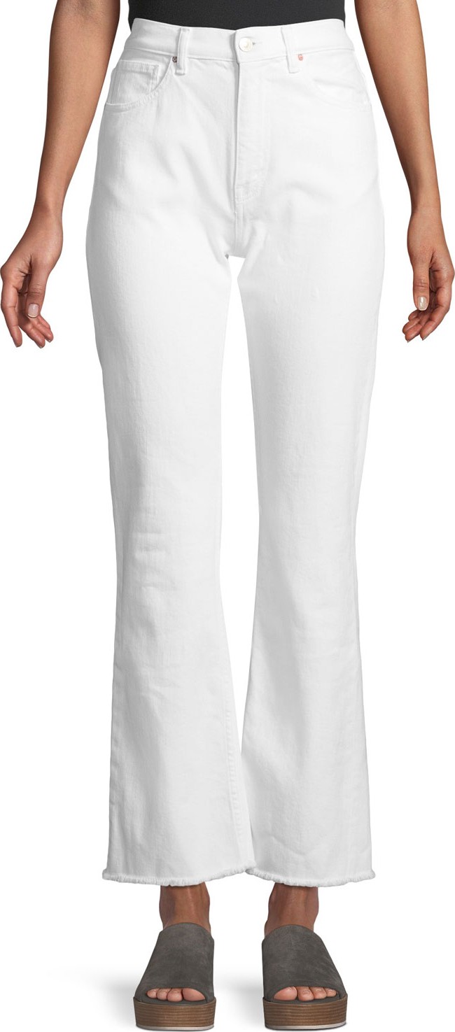 Acynetic Stella High-Waist Wide-Leg Jeans w/ Fray Hem