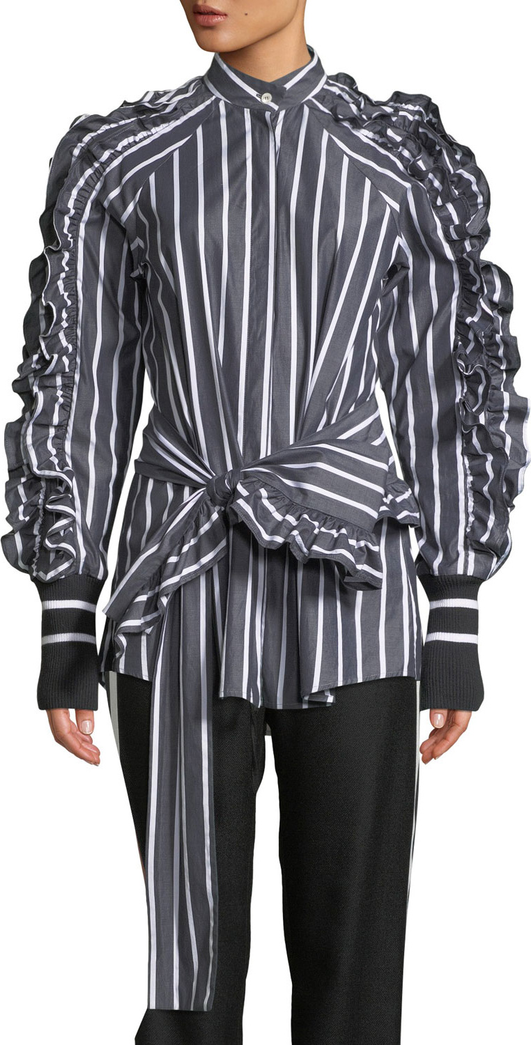 Maggie Marilyn I Am In Awe Of You Striped Ruffle Shirt