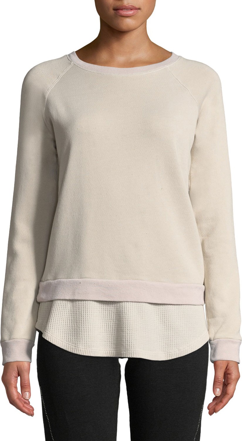 MONROW Double-Layer Raglan Pullover Sweatshirt