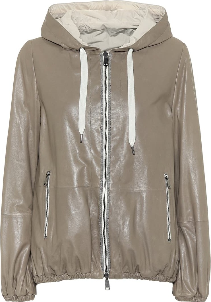 Brunello Cucinelli Reversible leather hooded jacket