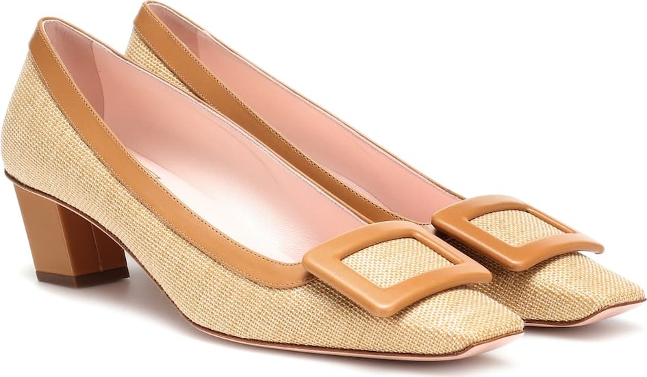 Roger Vivier Belle Vivier leather-trimmed straw pumps