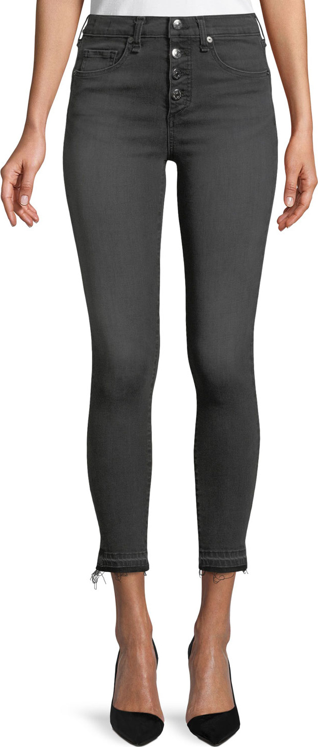 Veronica Beard Debbie 10" Rise Skinny Jeans w/ Button Fly