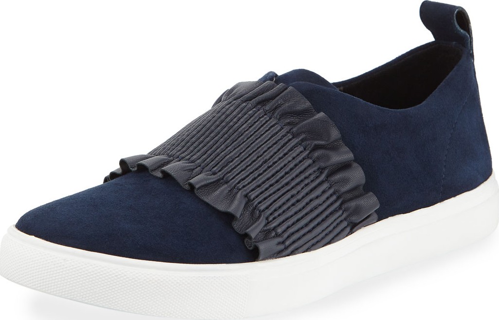 Donald J Pliner Sal Ruched Suede Slip-On Sneakers