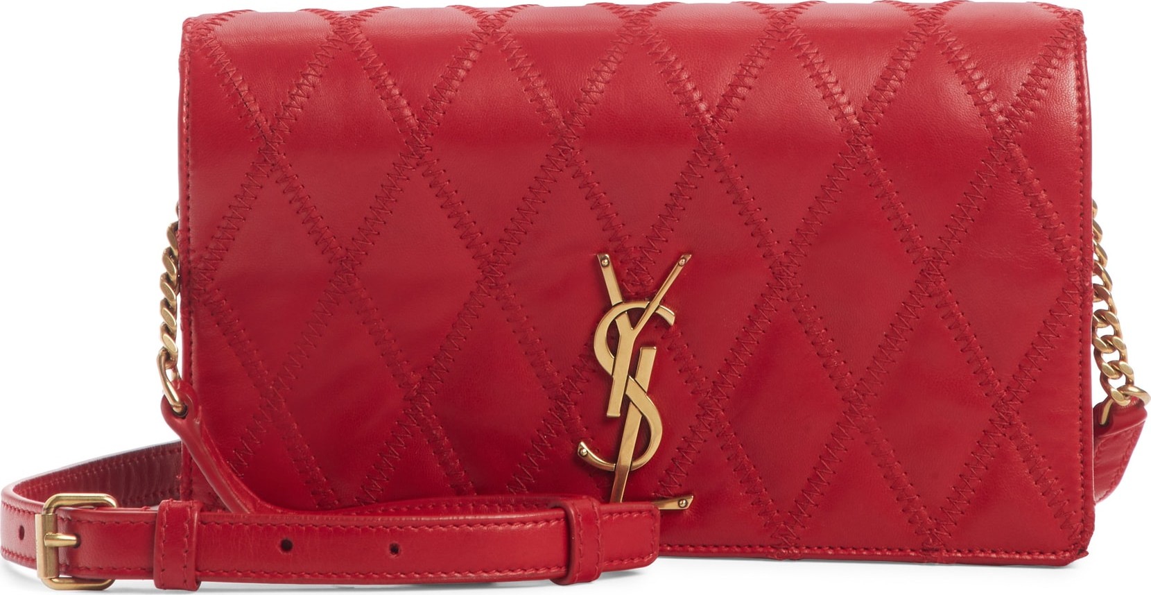 Saint Laurent Angie Quilted Lambskin Leather Crossbody Bag