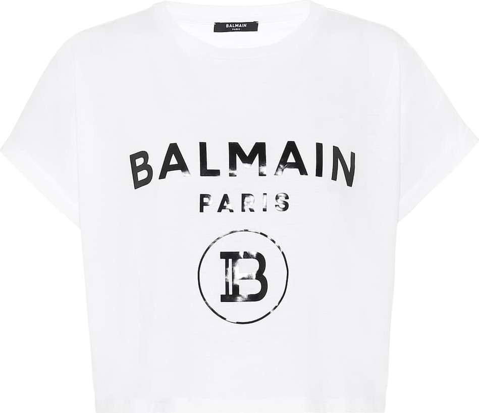 Balmain Cropped logo cotton T-shirt