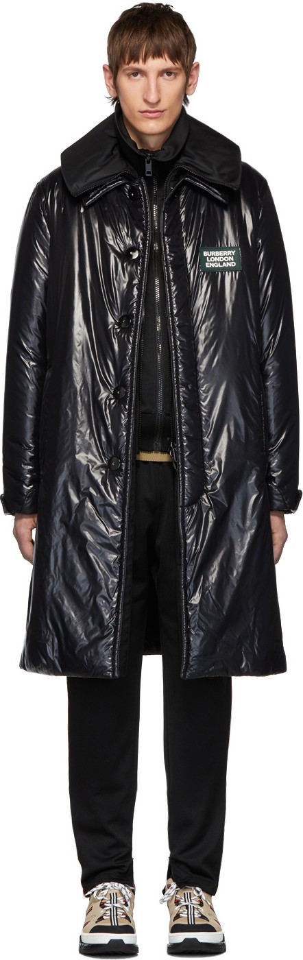Burberry London England Black Down Car Coat