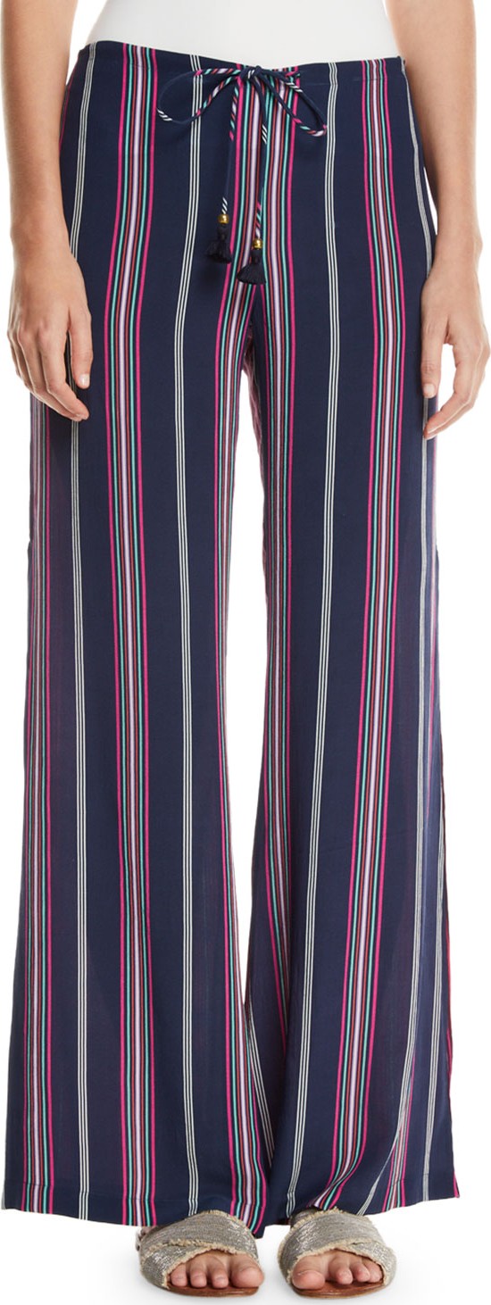 FIGUE Simone Striped Silk Drawstring Pants