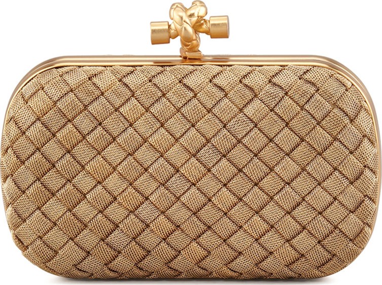 Bottega Veneta Woven-Chain Knot Minaudiere, Gold