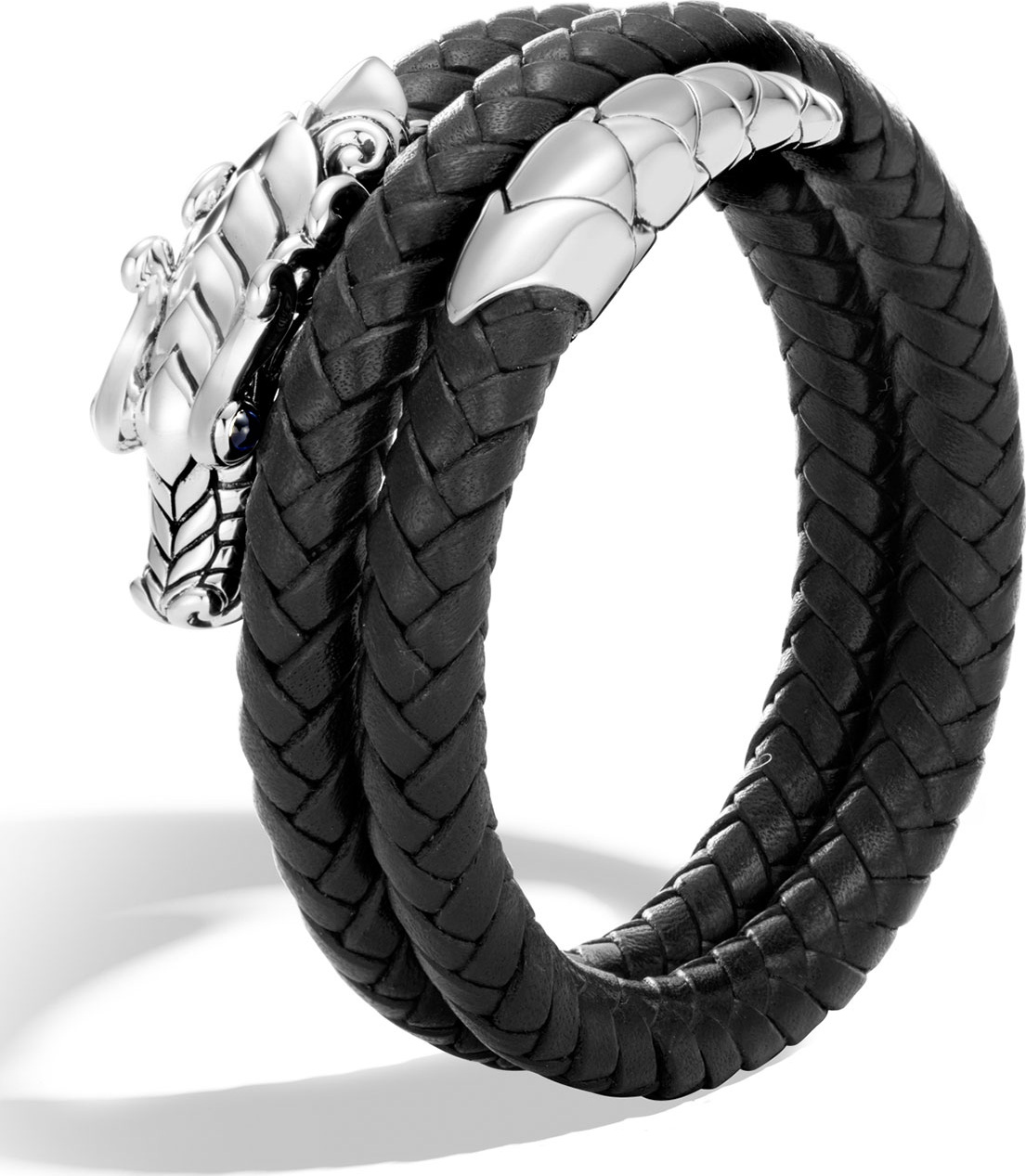 John Hardy Legends Naga Double Coil Leather Bracelet, Size S-M