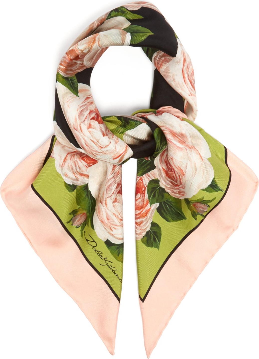 Dolce & Gabbana Rose-print silk-twill scarf