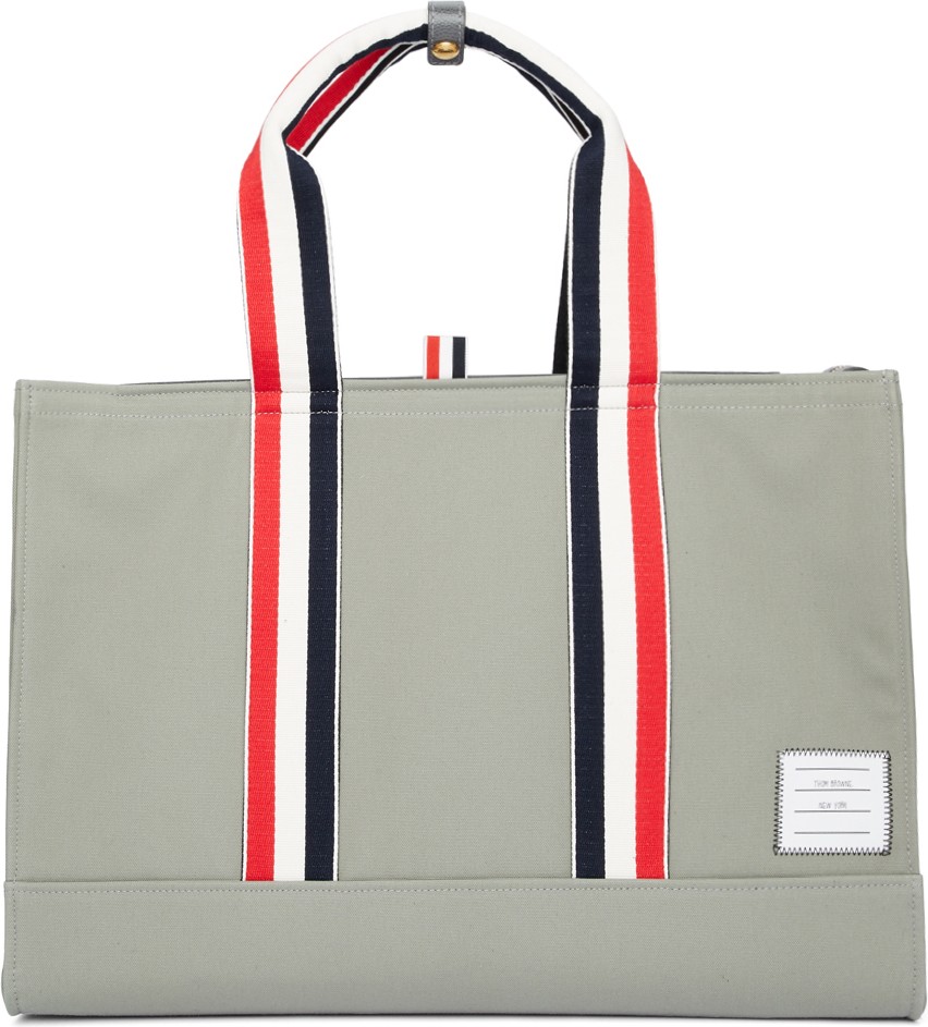 Thom Browne Grey Zip Top East West Tote