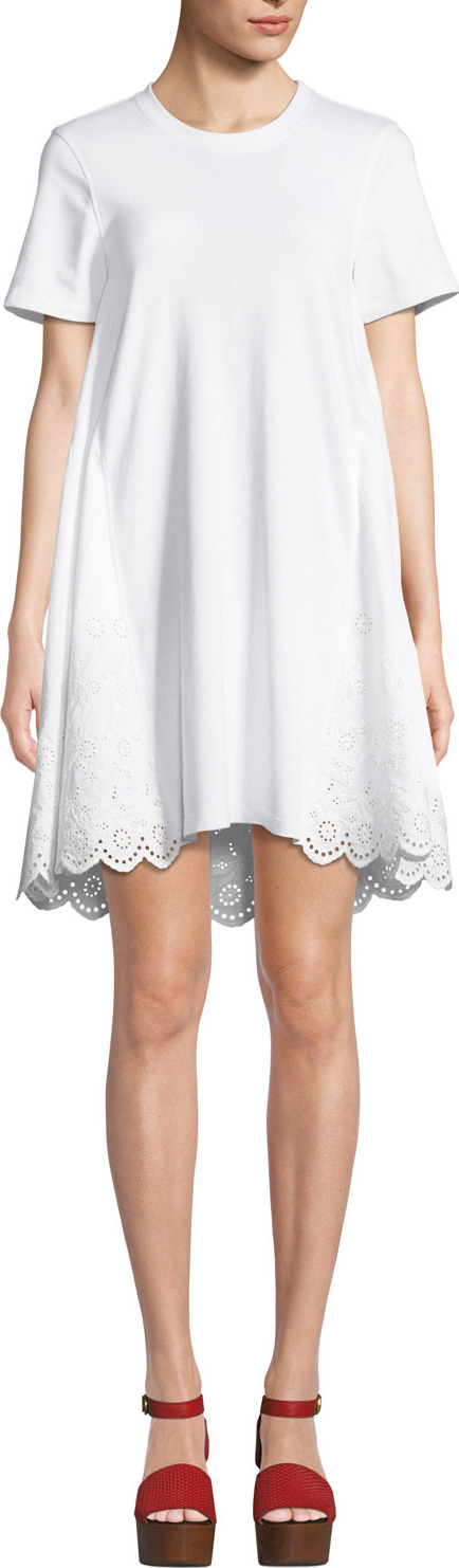 McQ - Alexander McQueen Ruffle Hybrid Eyelet Tee Dress