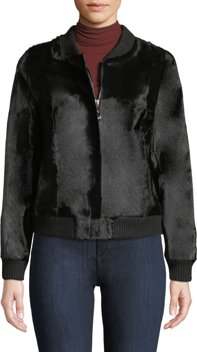 Belle Fare Goat Fur Bomber Jacket