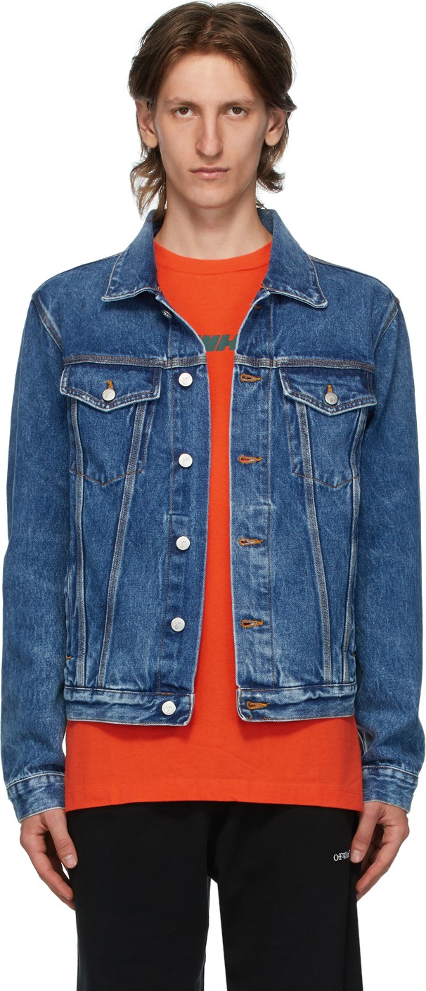 Off White Blue Pivot Denim Jacket