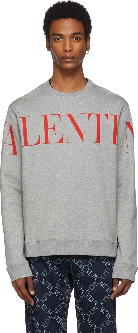 Valentino Grey & Red Logo Sweatshirt