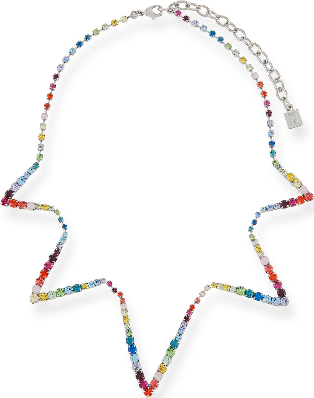 DANNIJO Lotus Crystal Zigzag Necklace, Rainbow