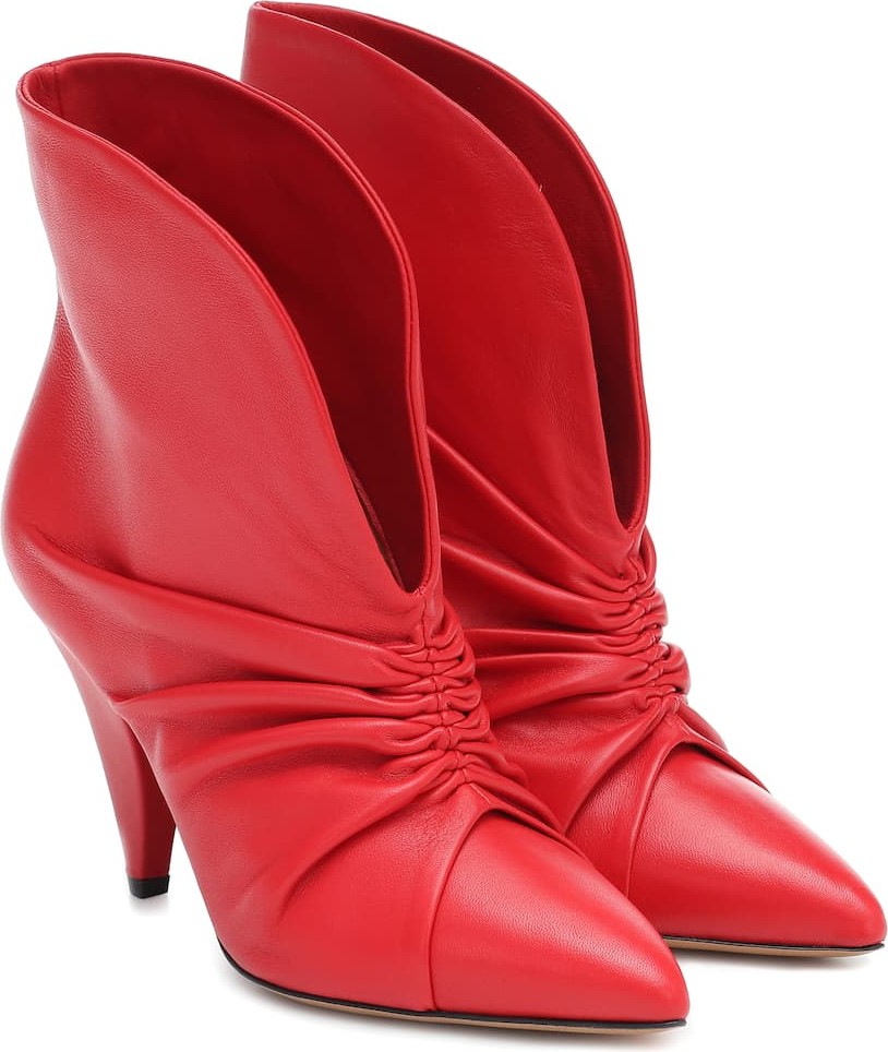 Isabel Marant Lasteen ruched leather ankle boots