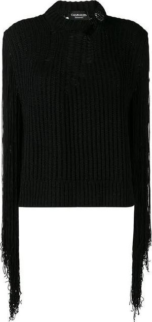 Calvin Klein Collection fringed sleeves jumper