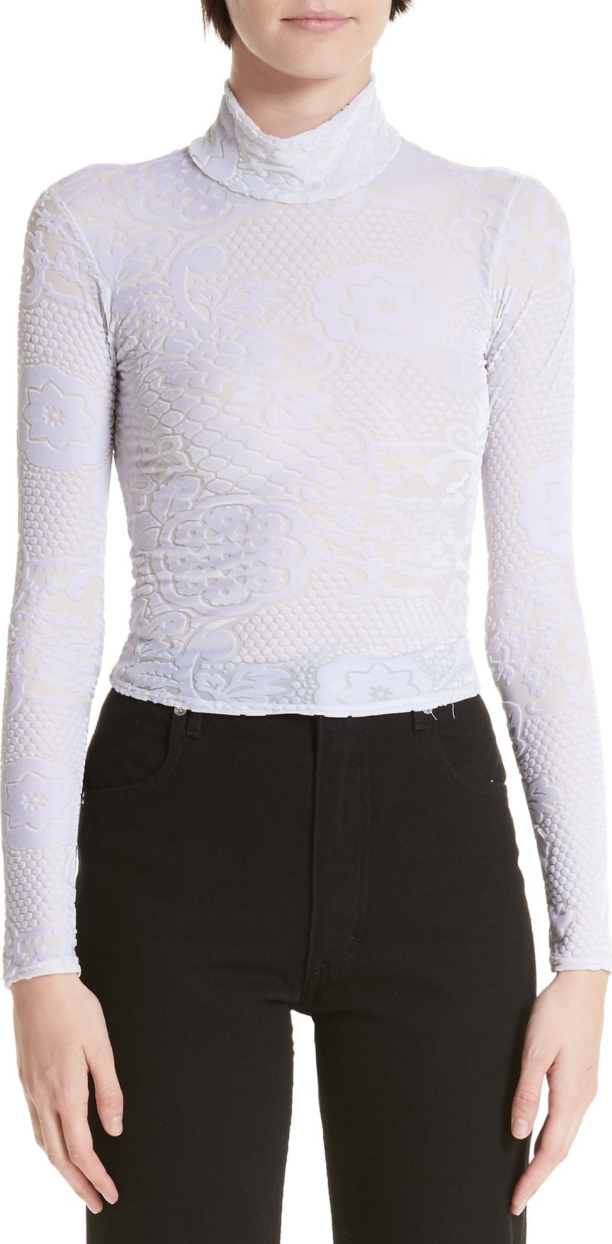 Eckhaus Latta Eckaus Latta Floral Velvet Burnout Baby Turtleneck