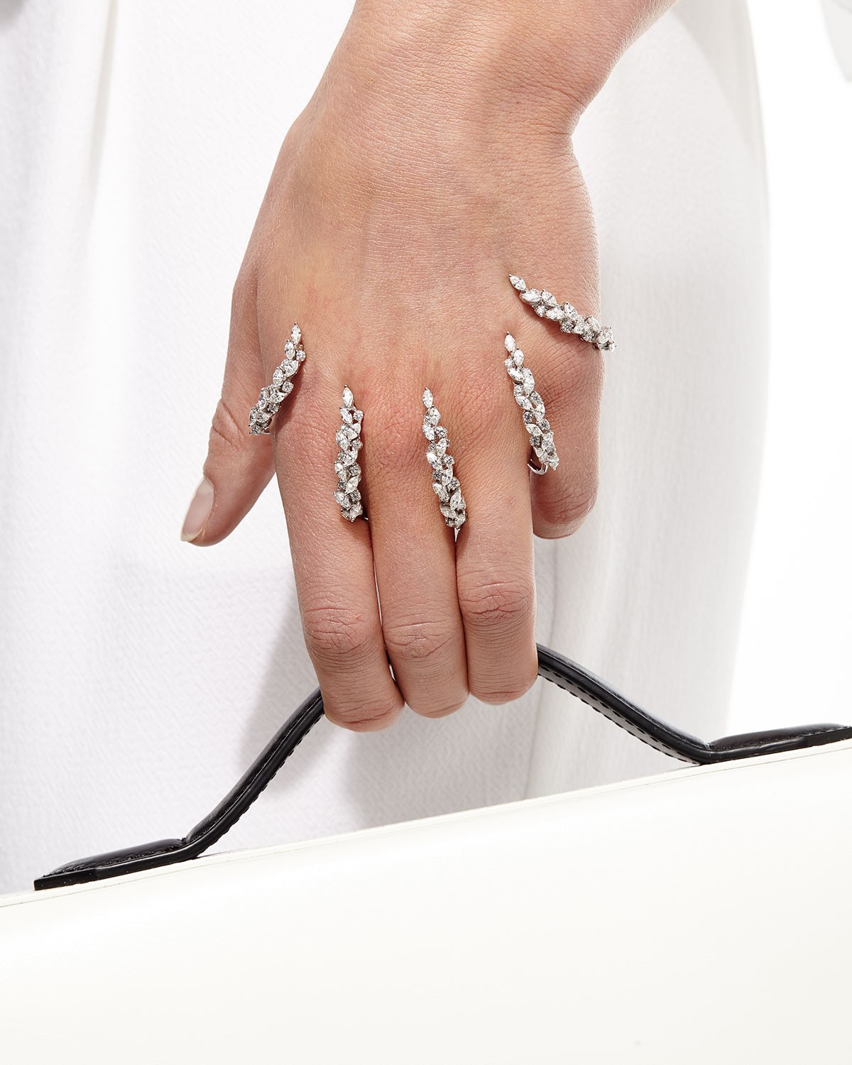 Yeprem The Claw 18k White Gold Diamond Hand Bracelet