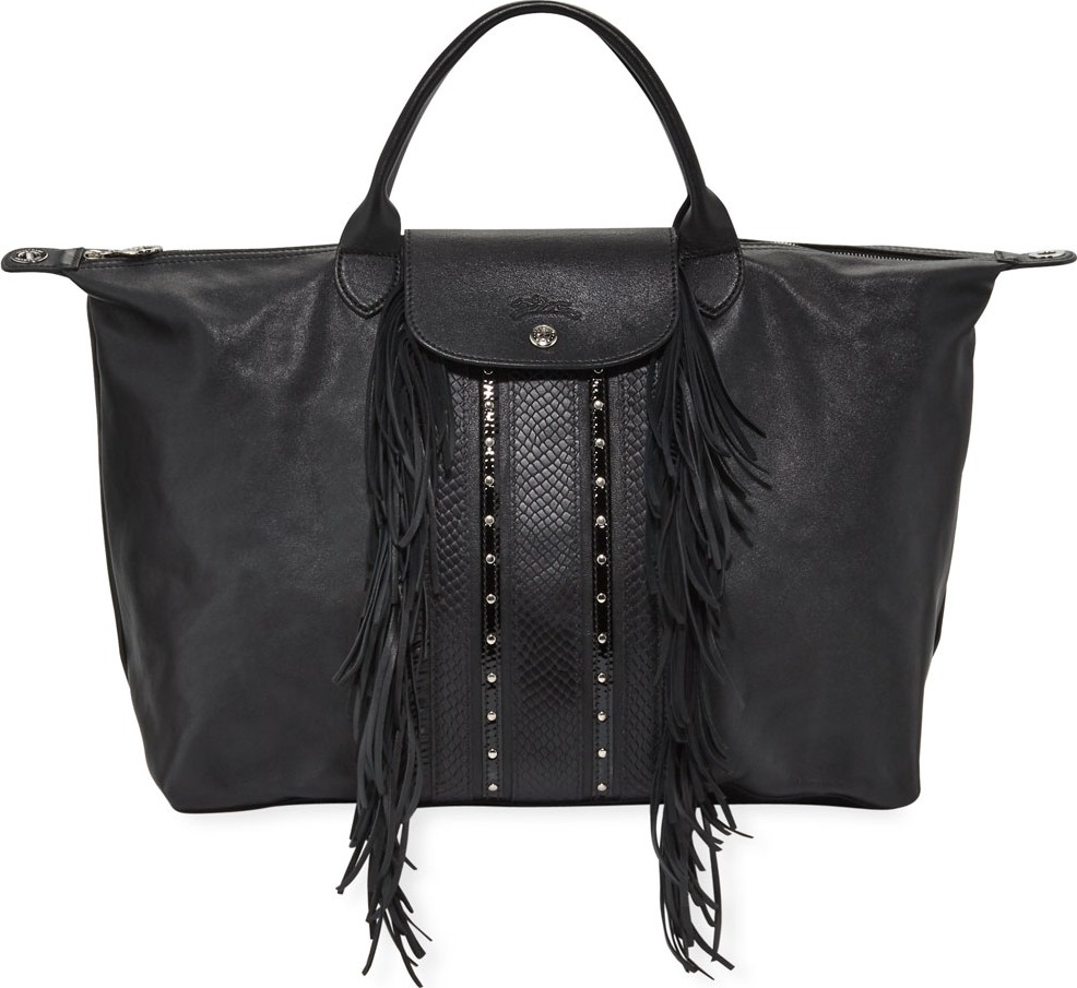 Longchamp Le Pliage Rock Large Leather Tote Bag