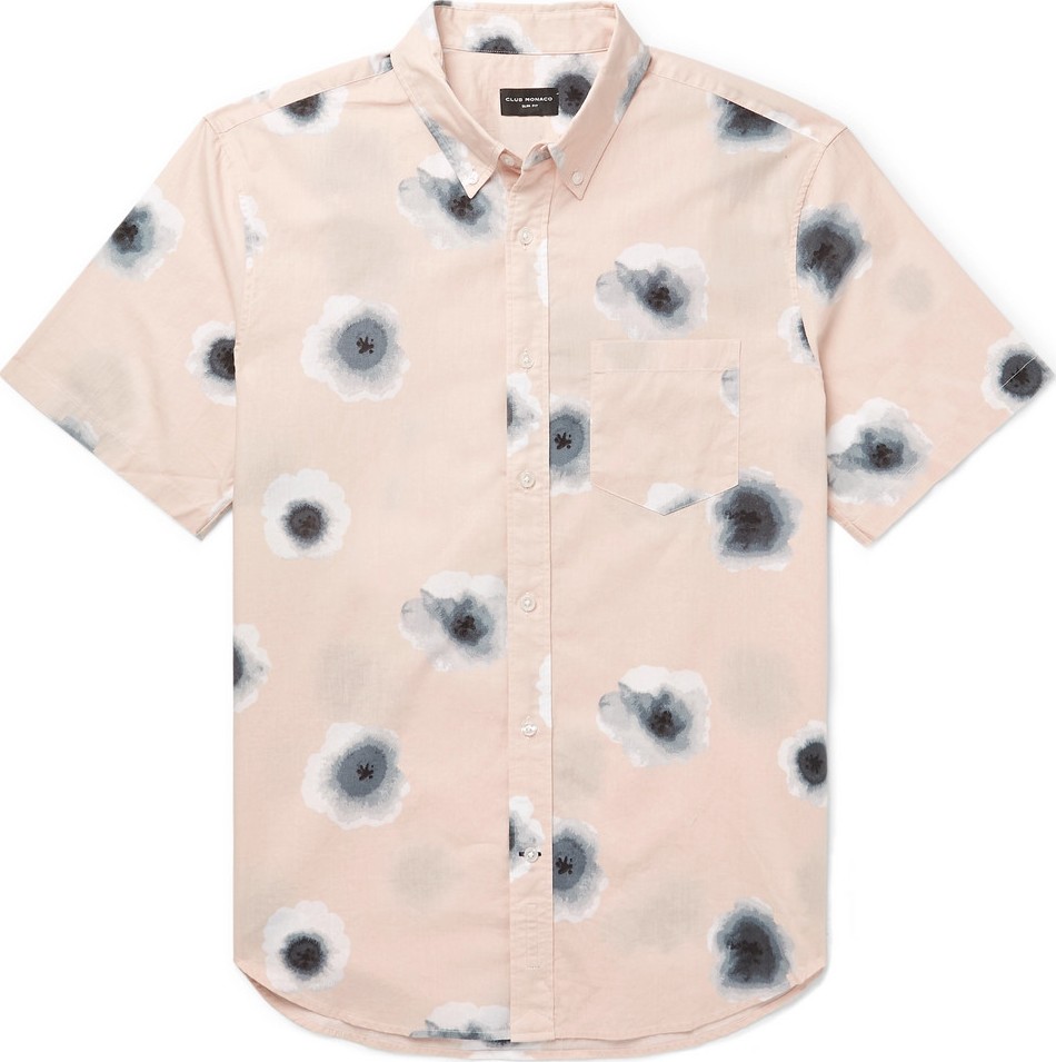 Club Monaco Slim-Fit Button-Down Collar Printed Cotton-Poplin Shirt