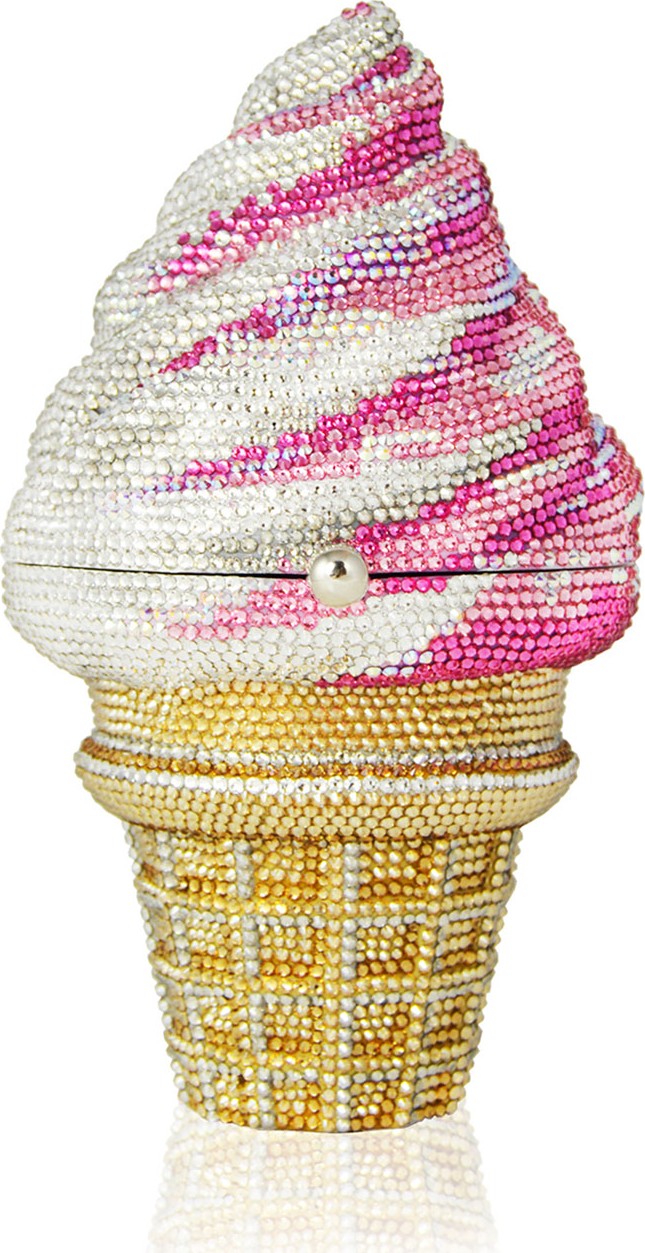 Judith Leiber Crystal Vanilla Cone/Strawberry Twist Ice Cream Cone Clutch Bag
