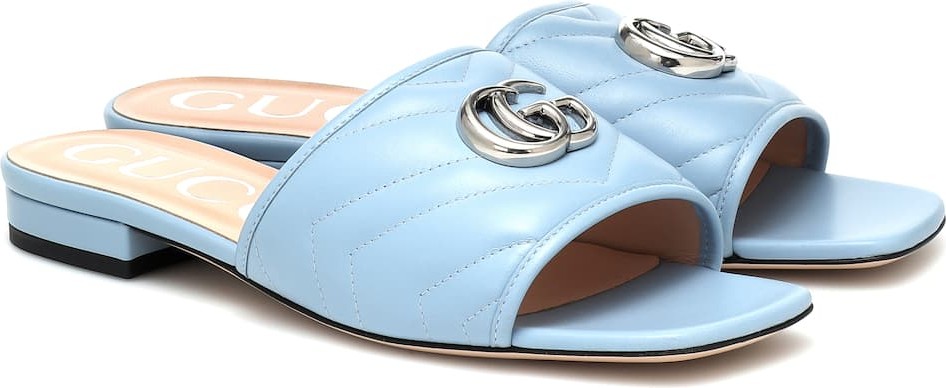 Gucci Double G leather slides